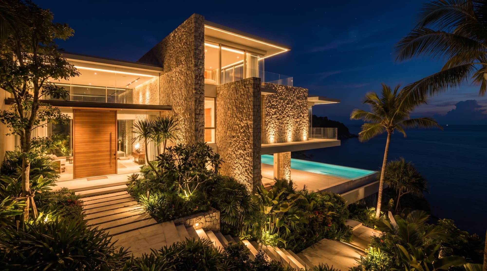 Moonstone Cliff Villa — Entrance & facade