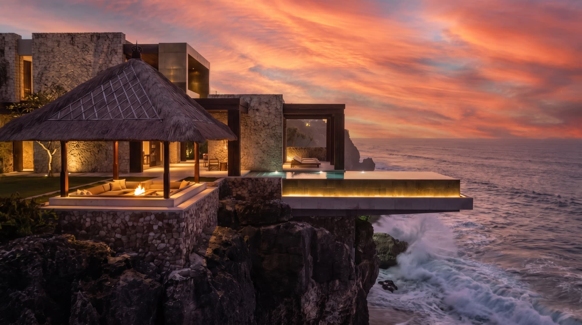 Uluwatu Sky Villa — Fire lounge & terrace